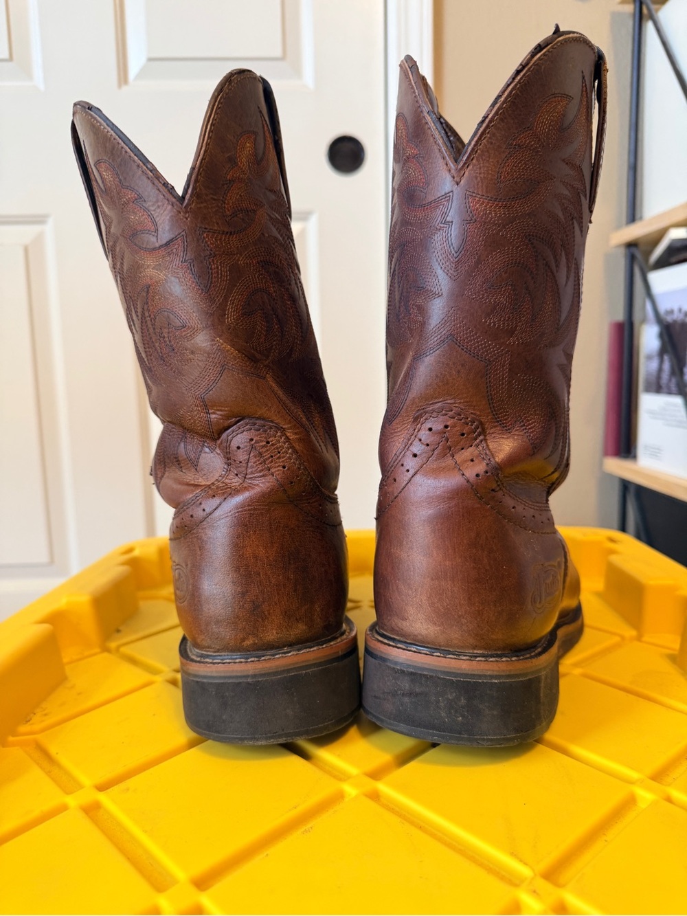 Justin Boots Driller Tan Waterproof Leather Work Boots Square Toe Mens size 12 - Picture 3 of 9